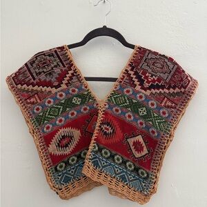 🧿 Handwoven Reversible Vest – Market Find from Mérida